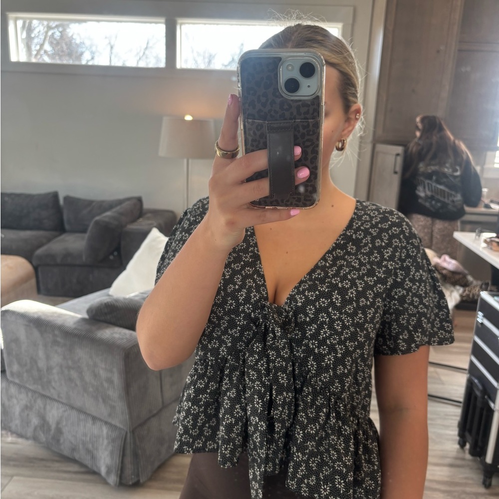 SHEIN Black Floral Blouse